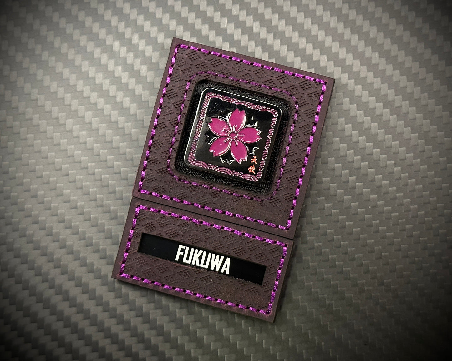 2x2 Purple Leather Molle Square + Mini Leather Metal Name Patch