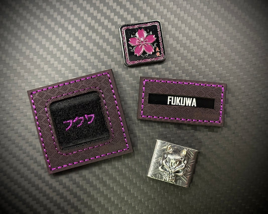 2x2 Purple Leather Molle Square + Mini Leather Metal Name Patch